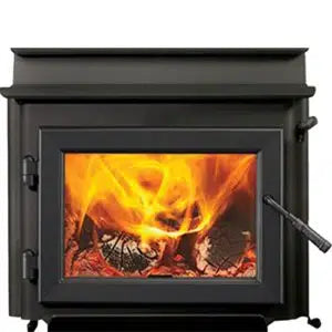 Quadra-Fire 43 Step Top wood fireplace with sleek design, showing the fireplace unit with step top construction.